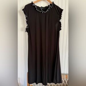 Nicole Miller Navy Dress Size 1X with Light Blue Ruffle Detail